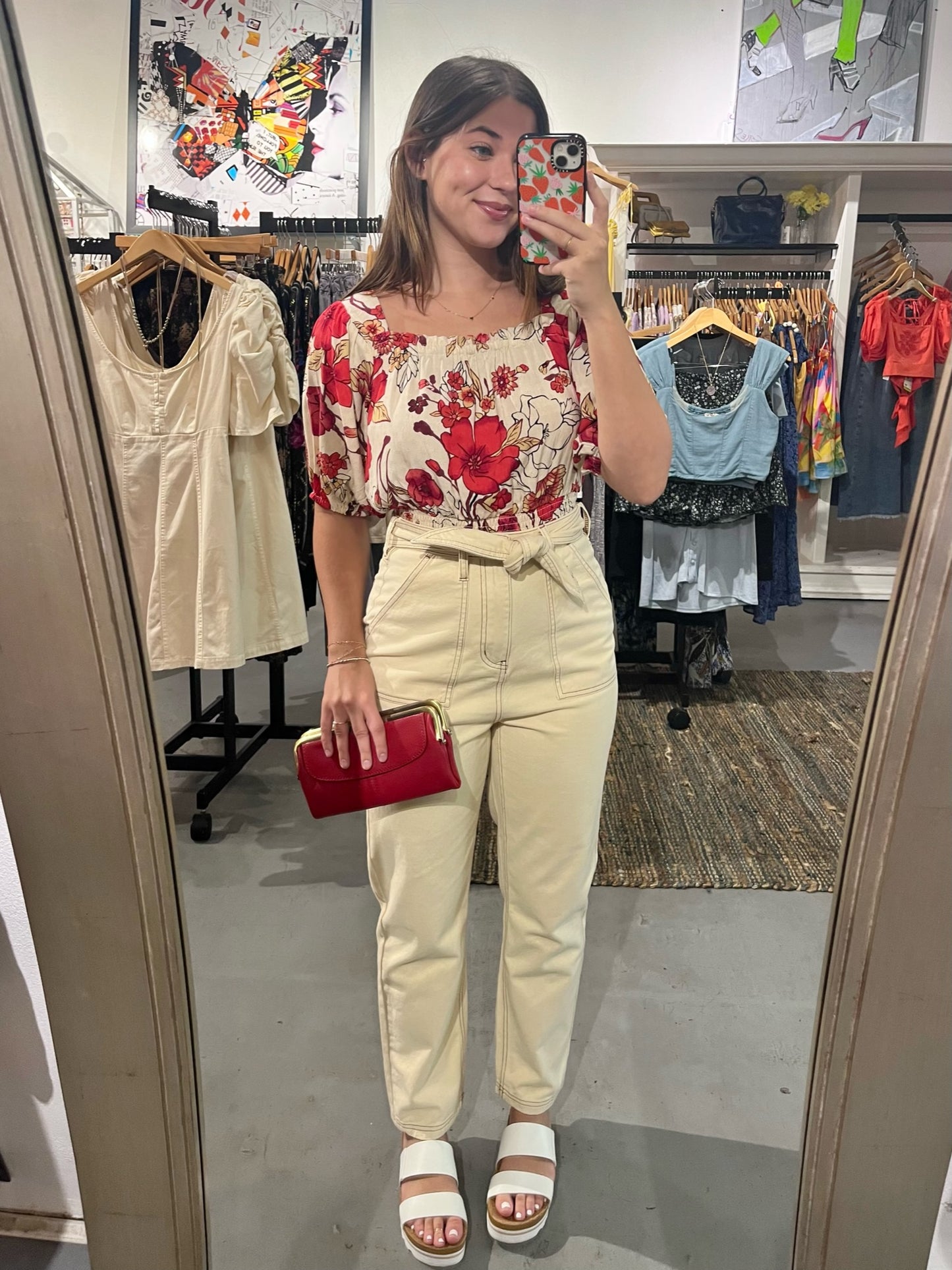 Cream Envelope Waist Pants