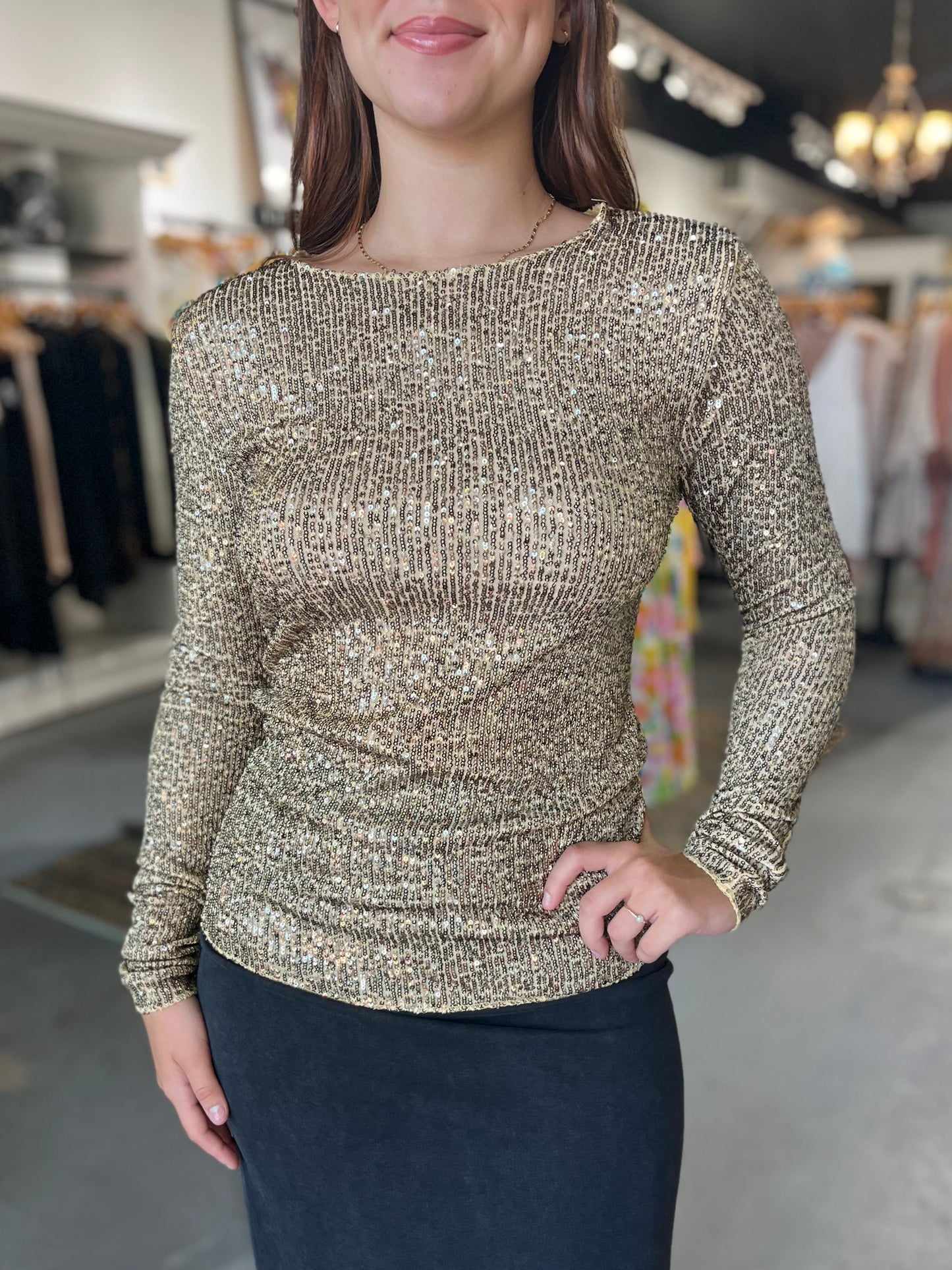 Gold Sequin Top