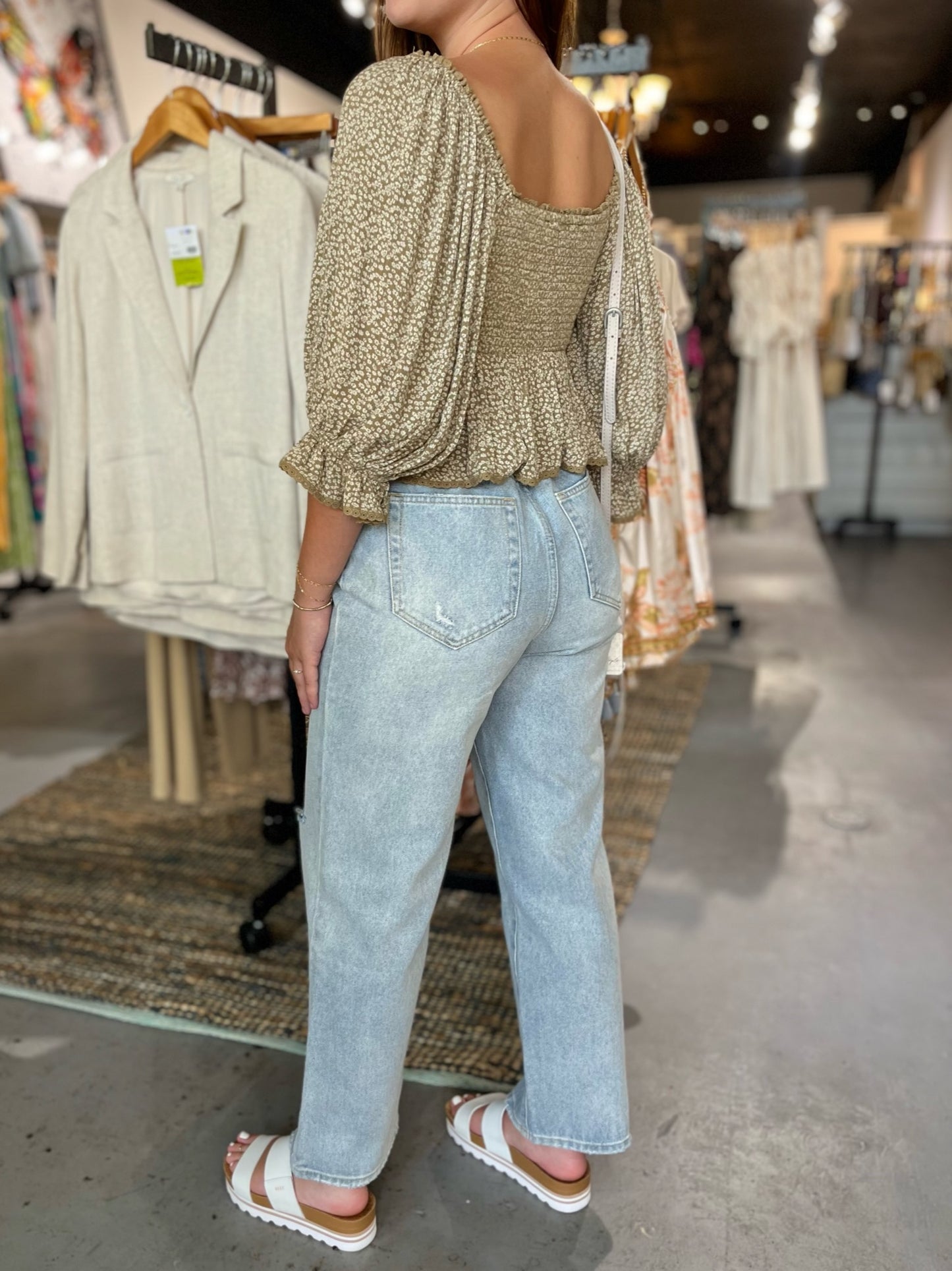 Olive Floral Top