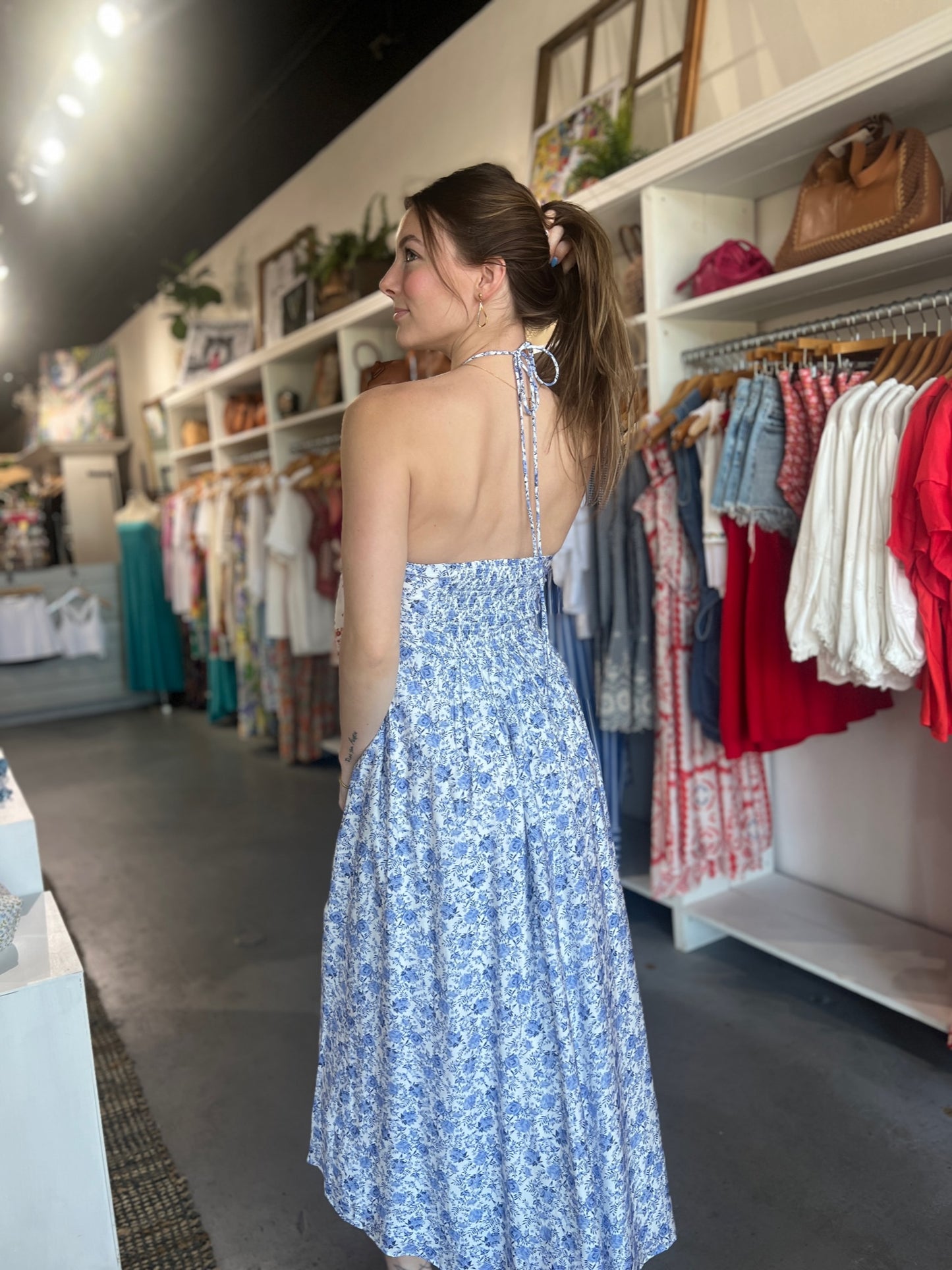 Evelyn Halter Midi Dress