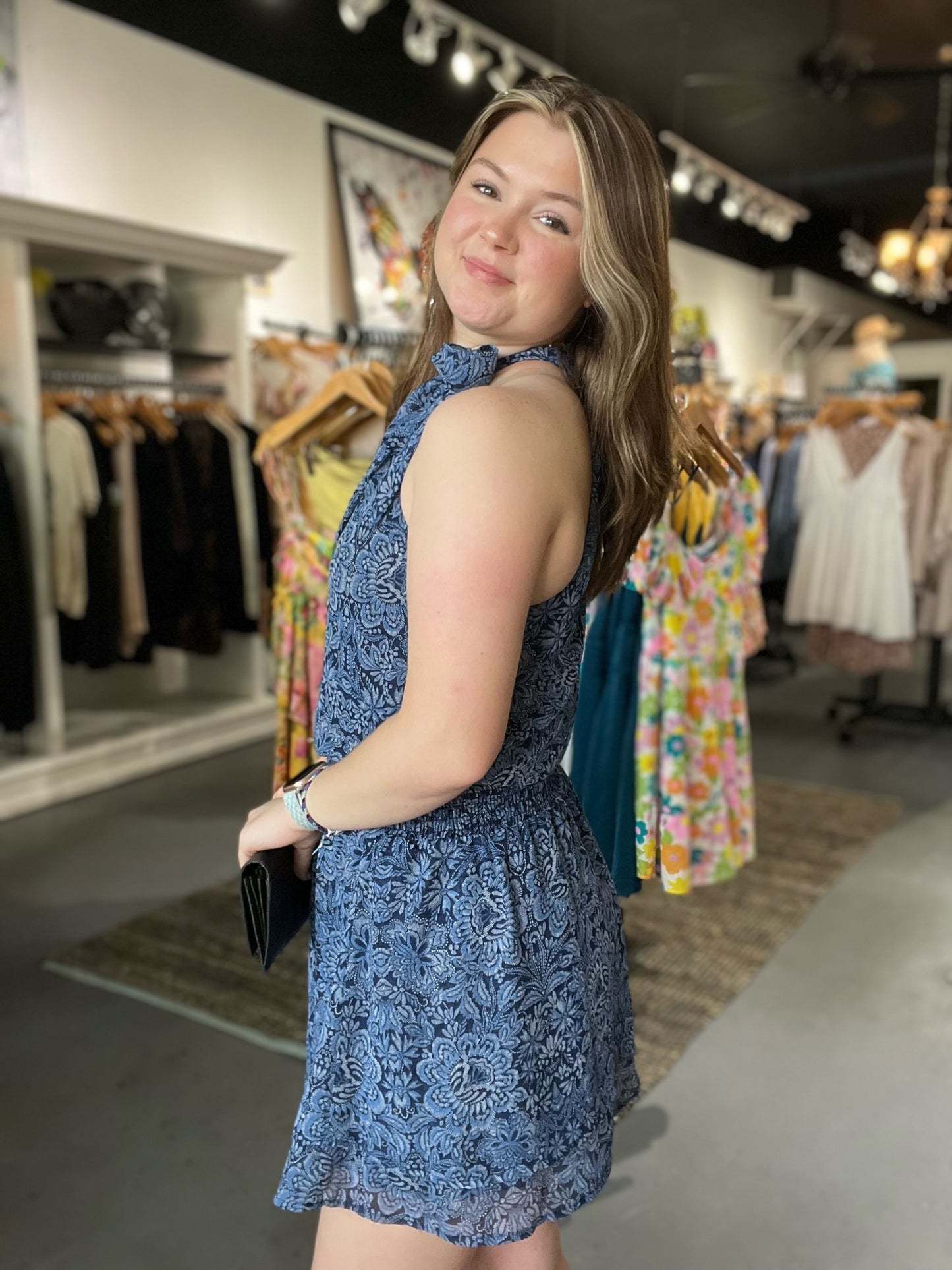 Navy Halter Dress