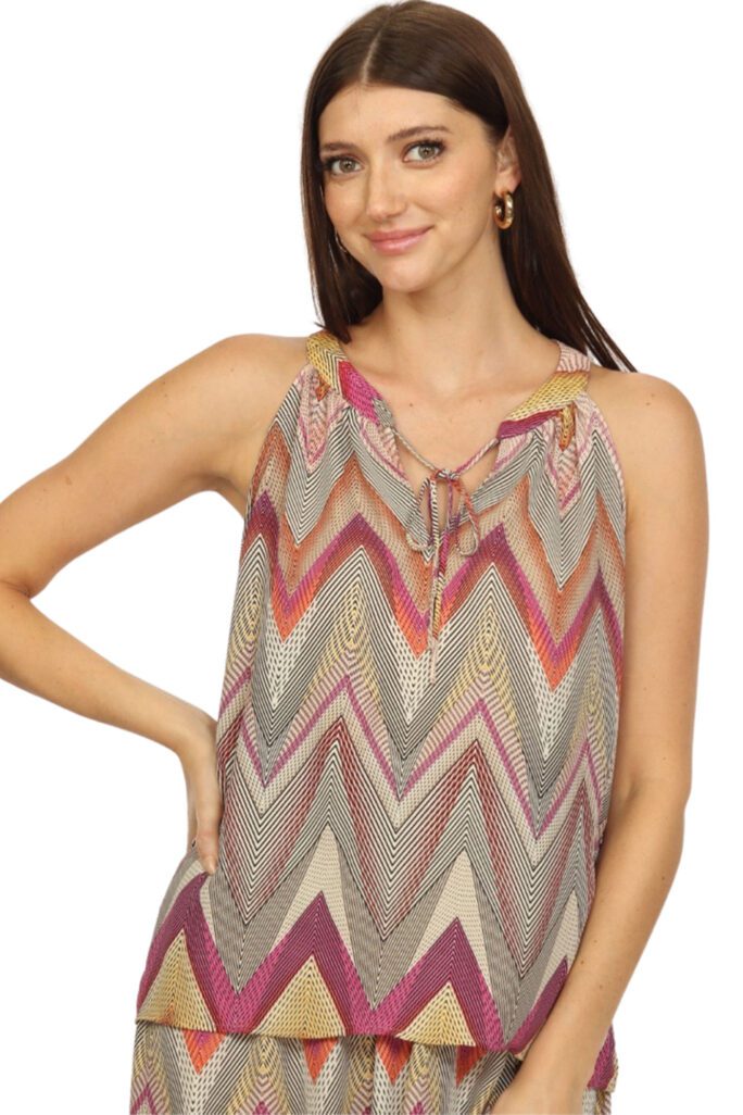 Pink Herringbone Top