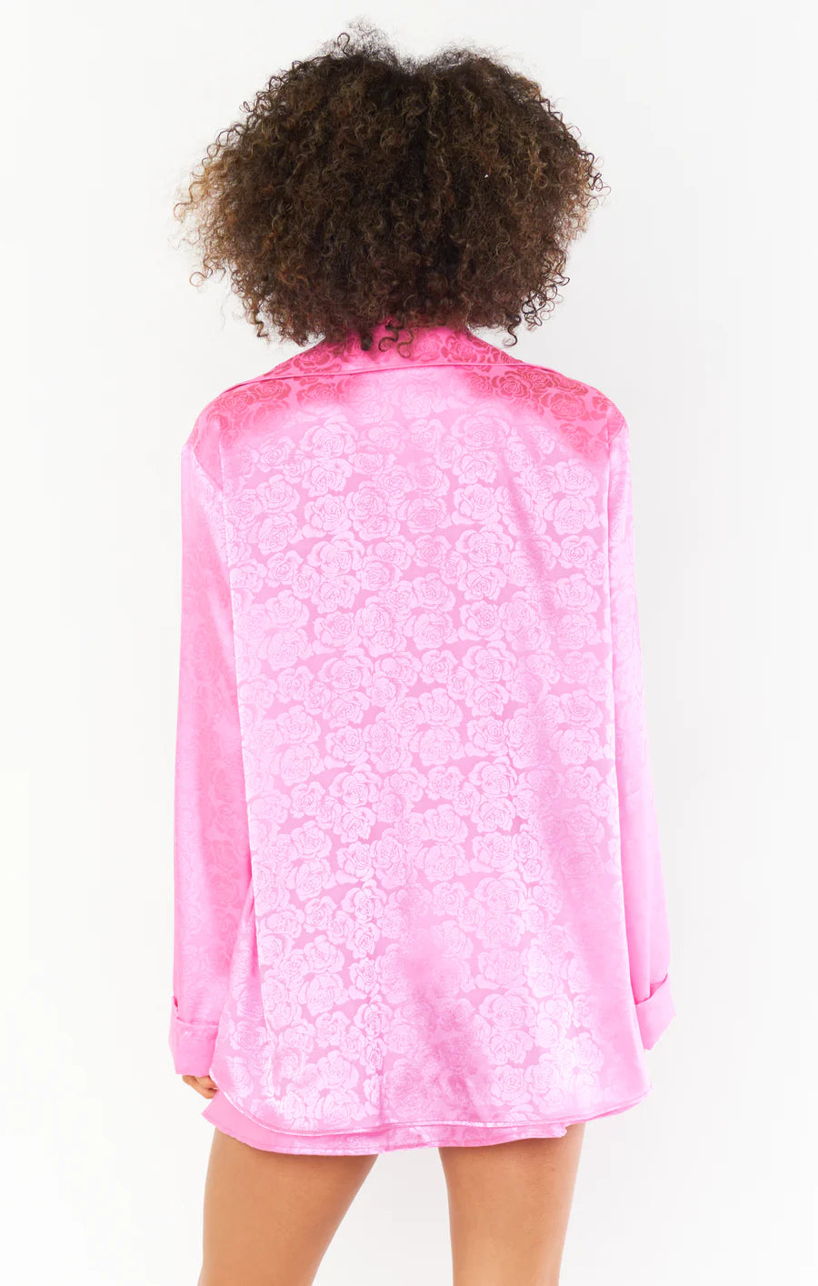 Rose Satin Button Down