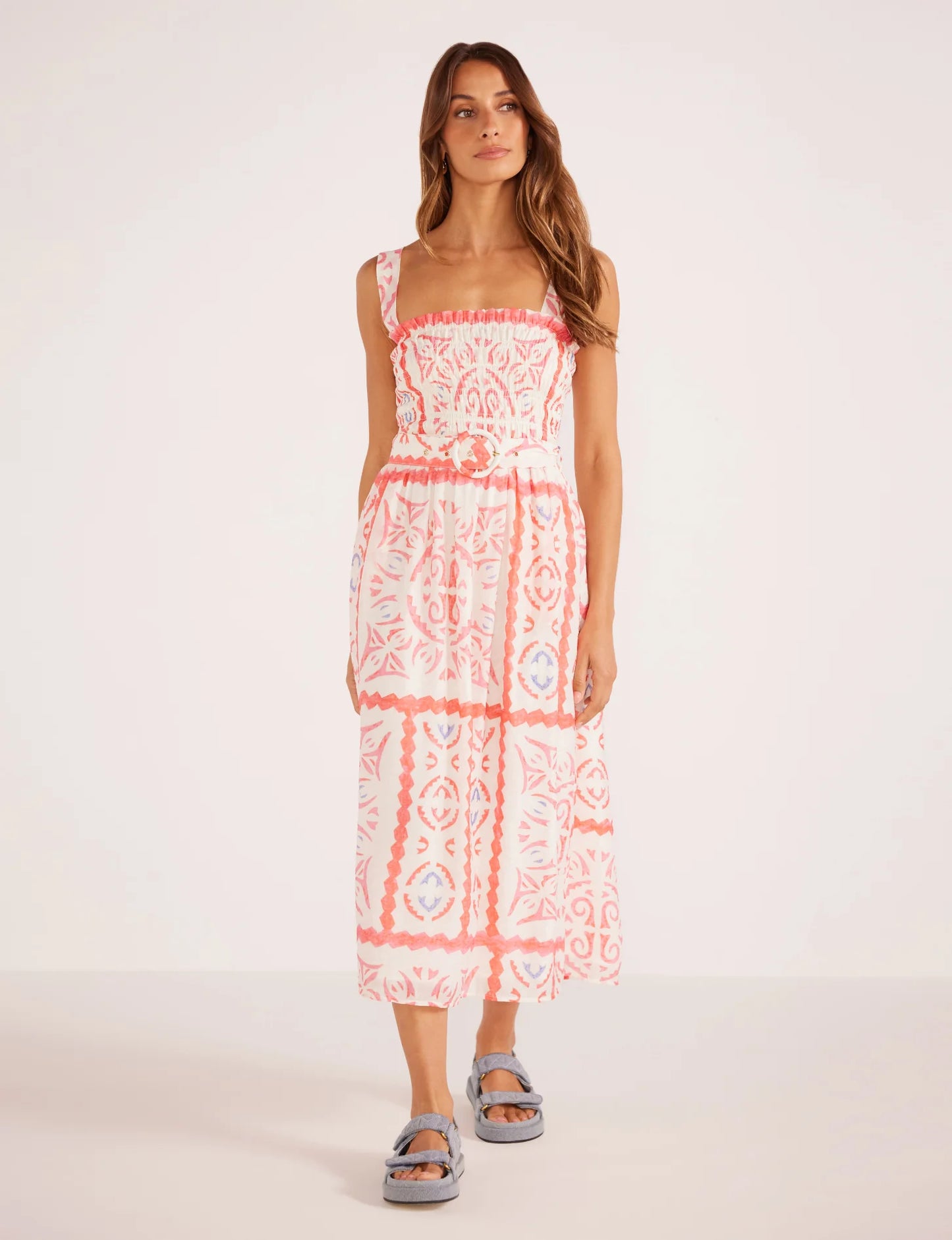 Lolani Shirried Midi Dress