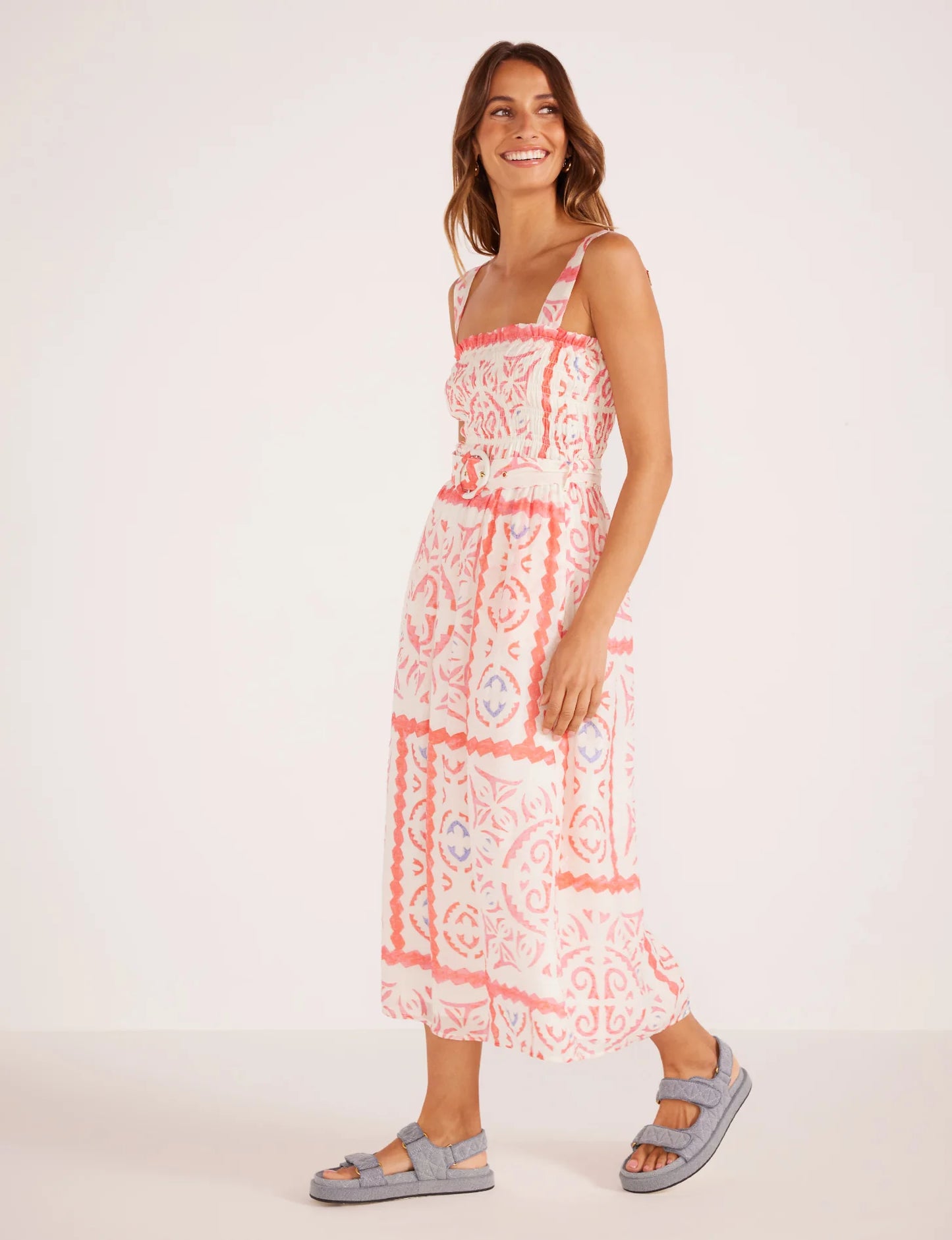 Lolani Shirried Midi Dress