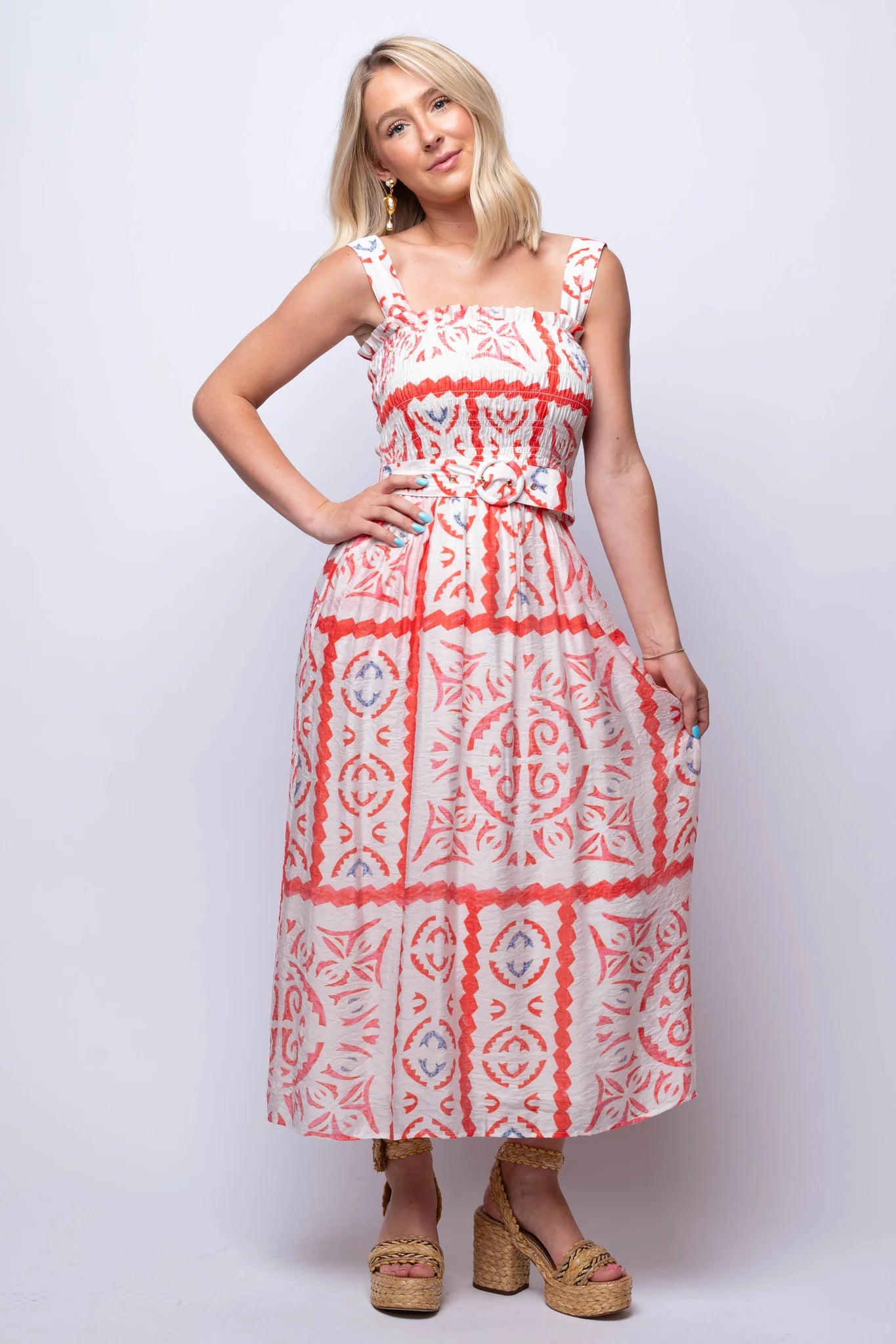 Lolani Shirried Midi Dress