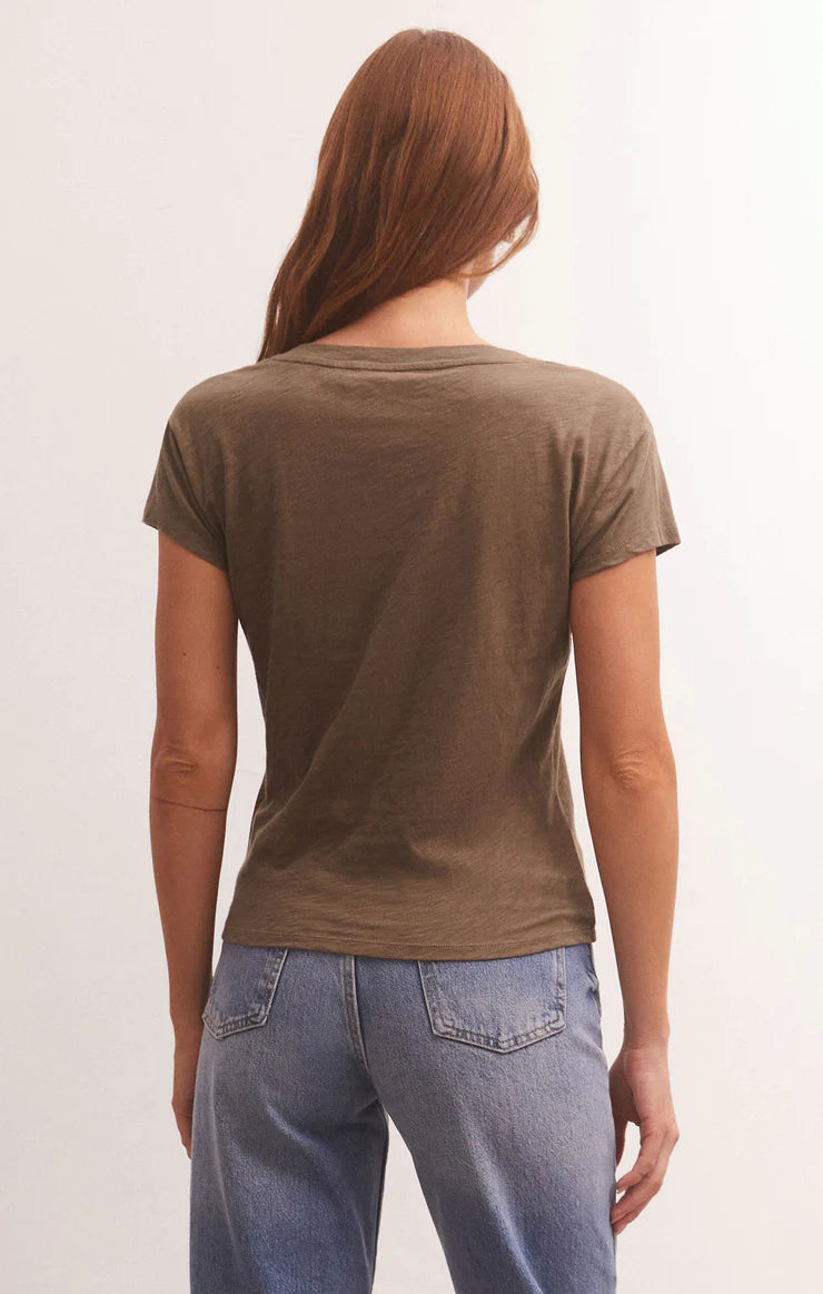 Modern V-Neck Tee - Brown