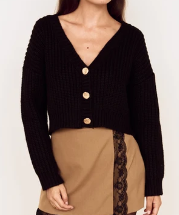 Lumen Crop Cardigan Black