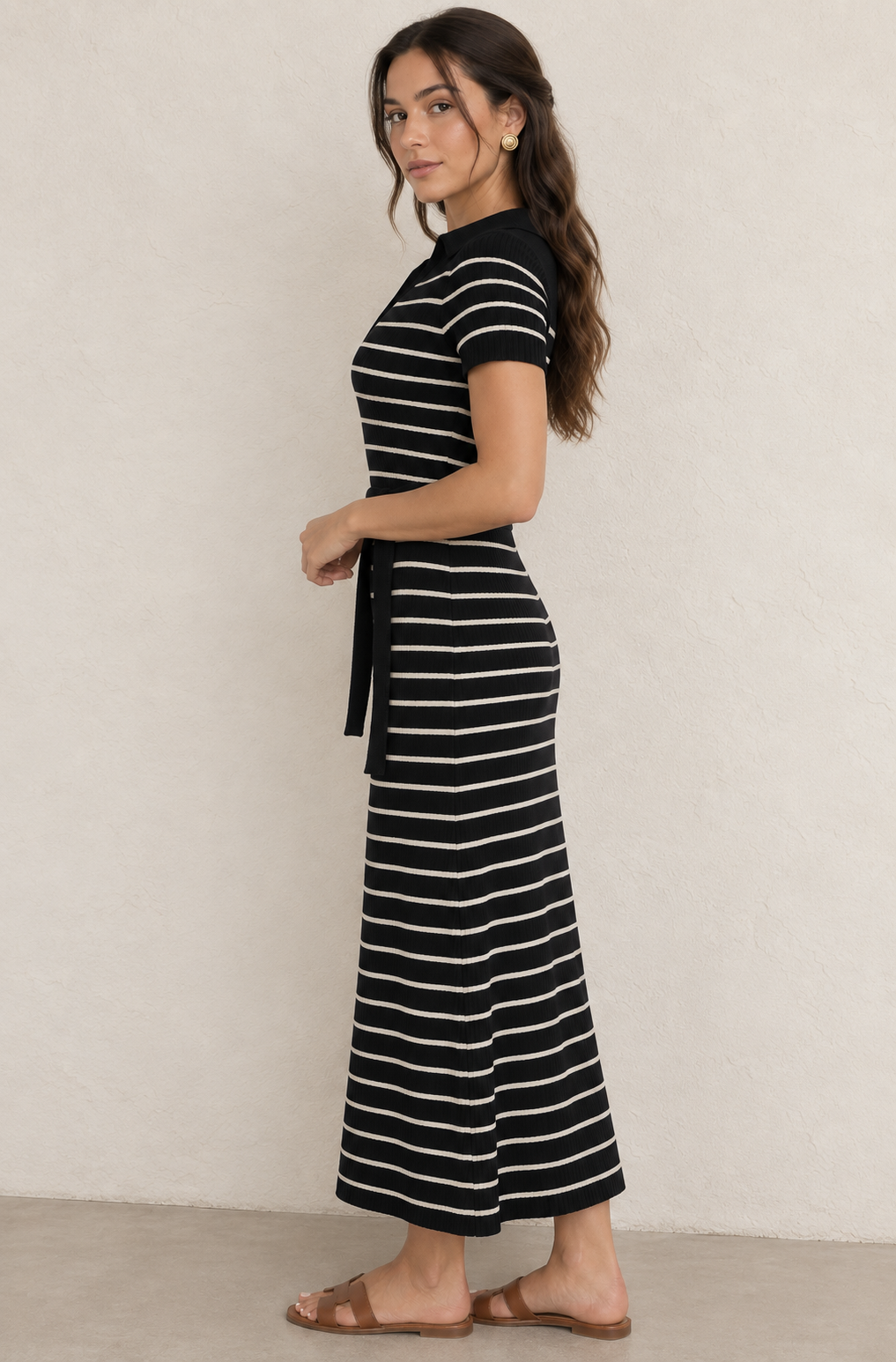 Stripe Ribbed Sweater Dress