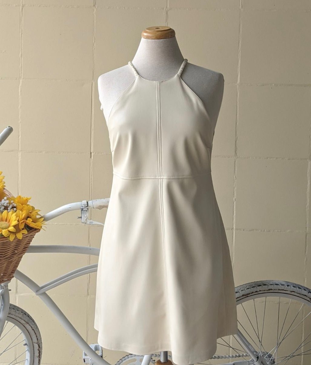 Cream Leather Dress