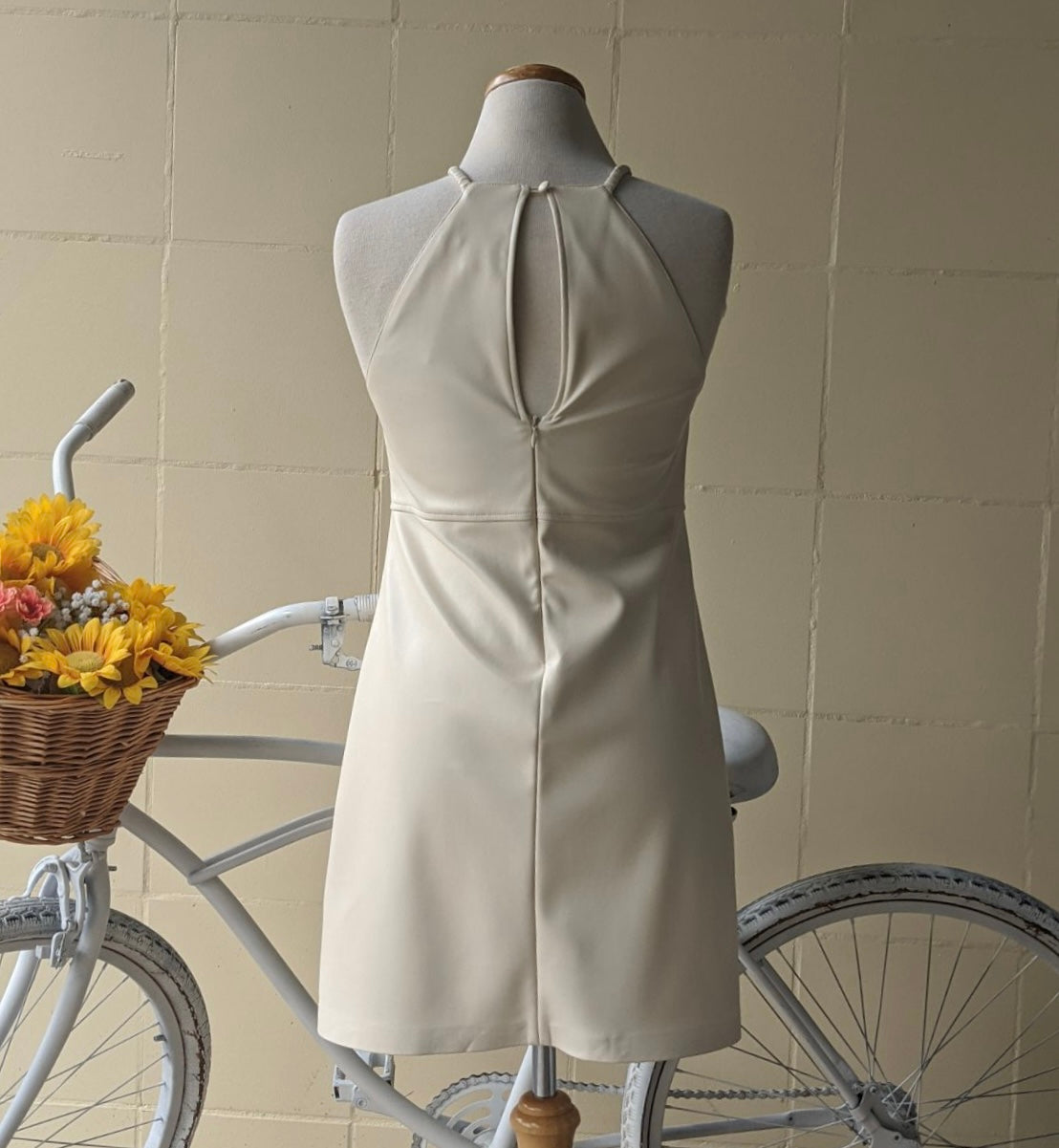 Cream Leather Dress