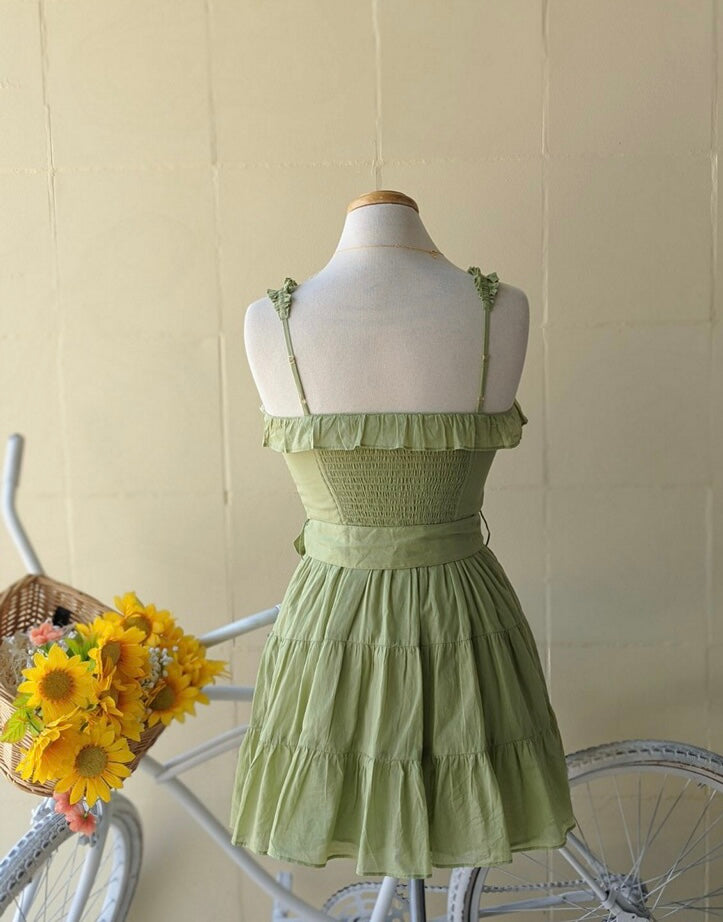Sage Belted Mini Dress