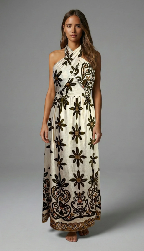 Olive Veil Maxi Dress
