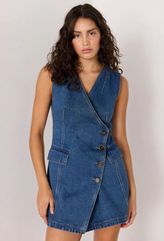 Nora Denim Wrap Mini Dress