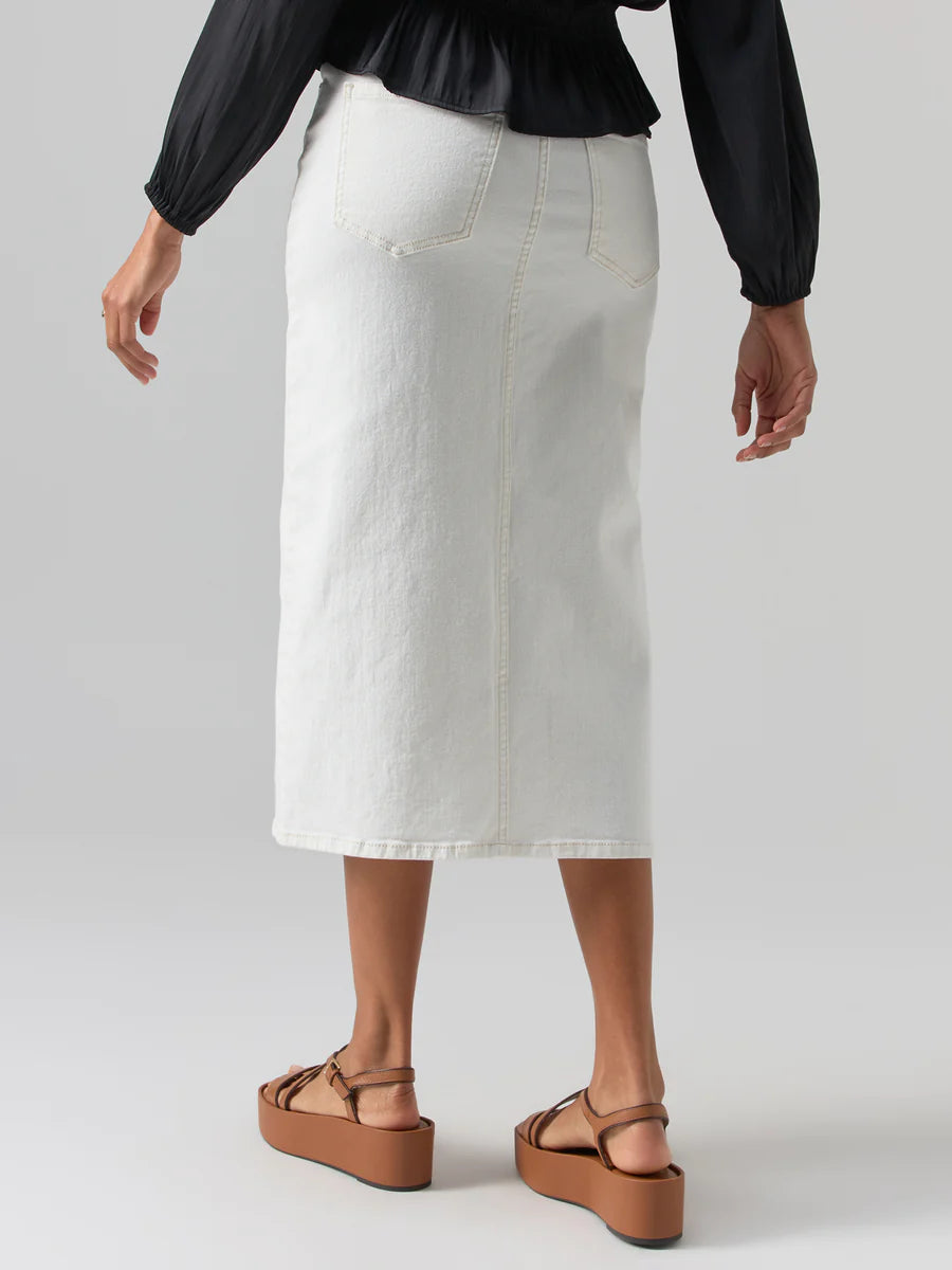 White Denim Midi Skirt