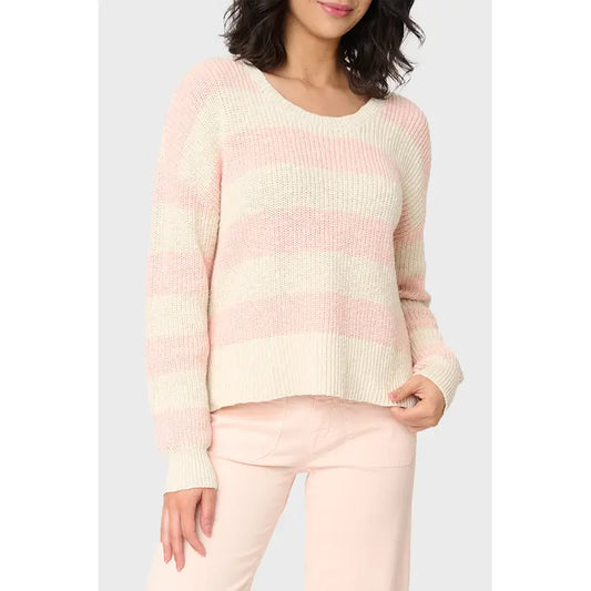 Rose Striped Scoop Sweater