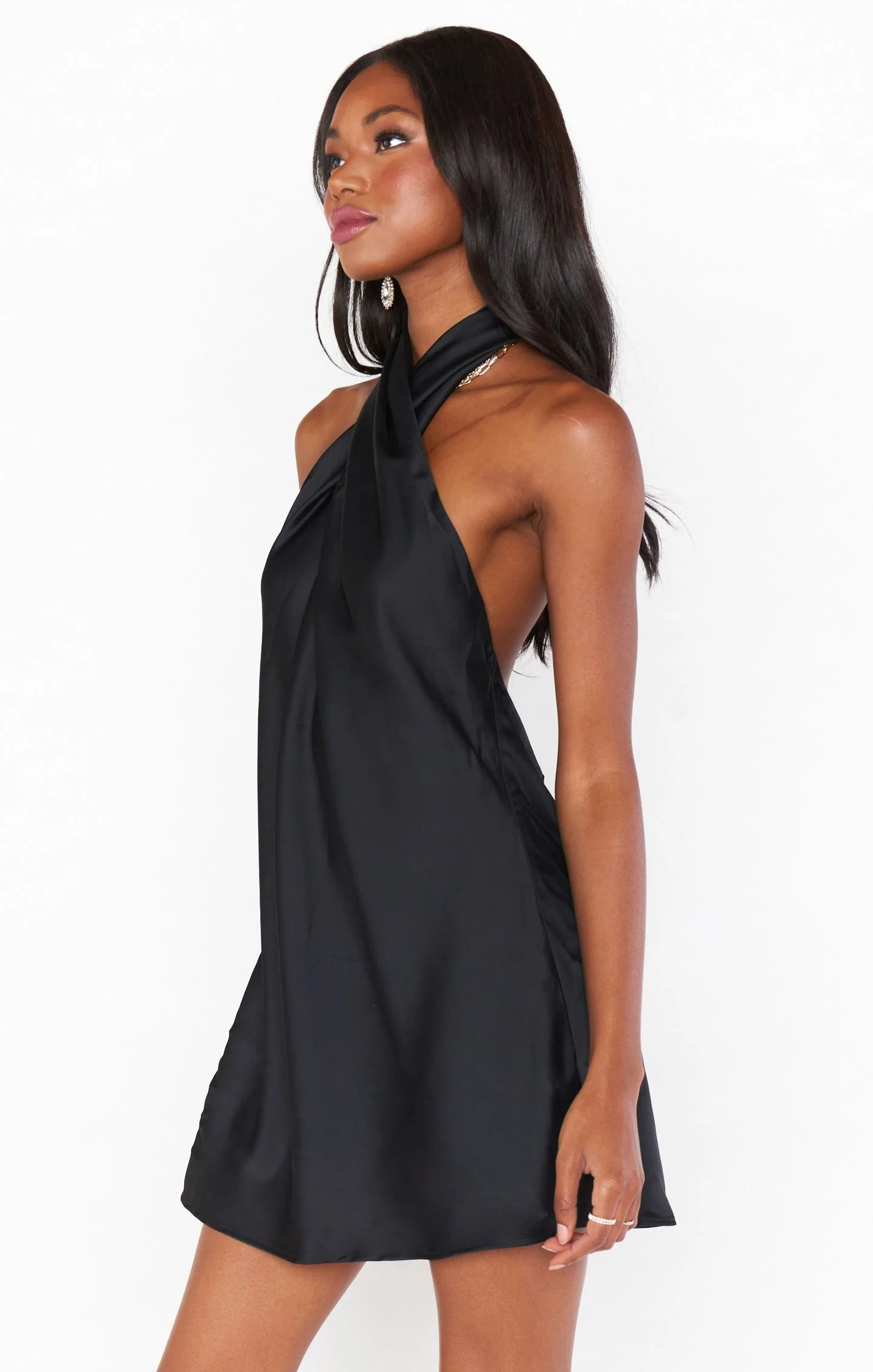 Jasmine Halter Mini Dress - Black