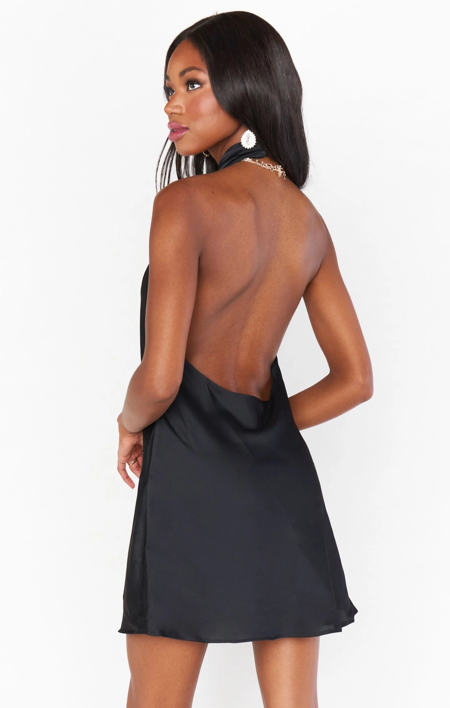 Jasmine Halter Mini Dress - Black