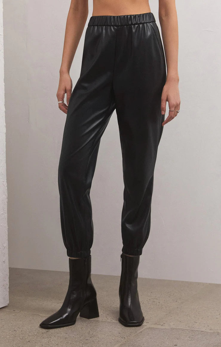 Lenora Faux Leather Joggers