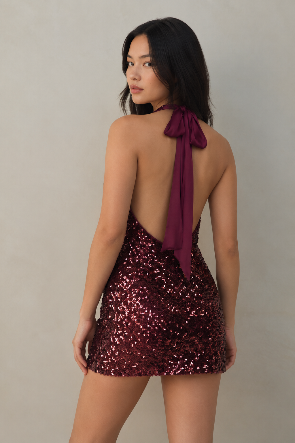 Speakeasy Mini Dress- Burgundy Sequins