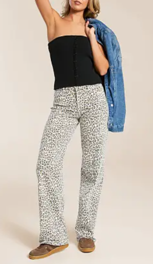 Logan Dad Basic Jean- White Cheetah