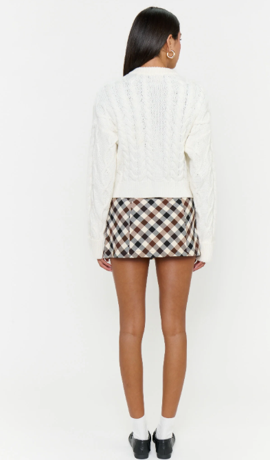 Chimney Cardigan- Cream Cable Knit