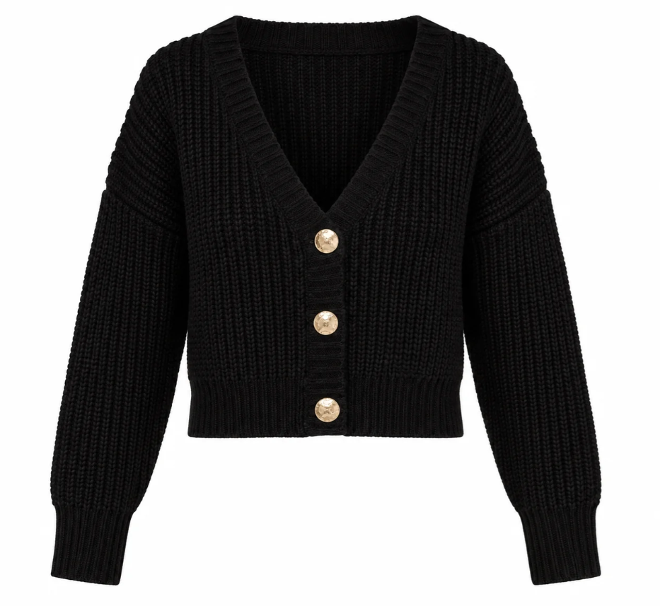 Lumen Crop Cardigan Black