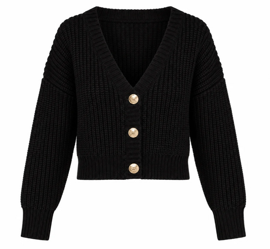 Lumen Crop Cardigan Black