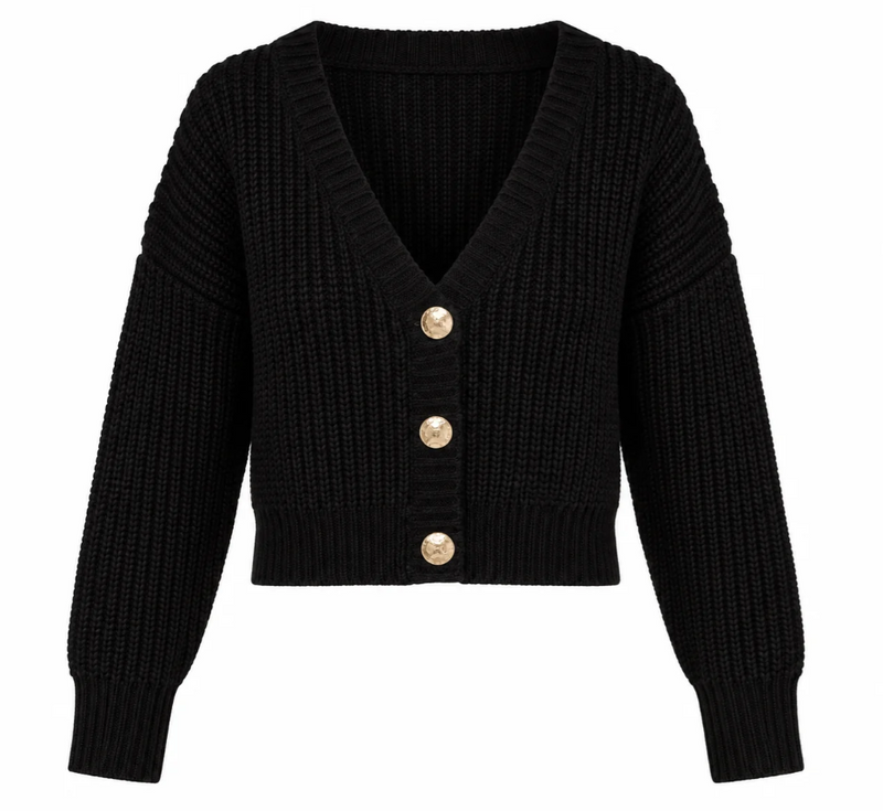 Lumen Crop Cardigan Black